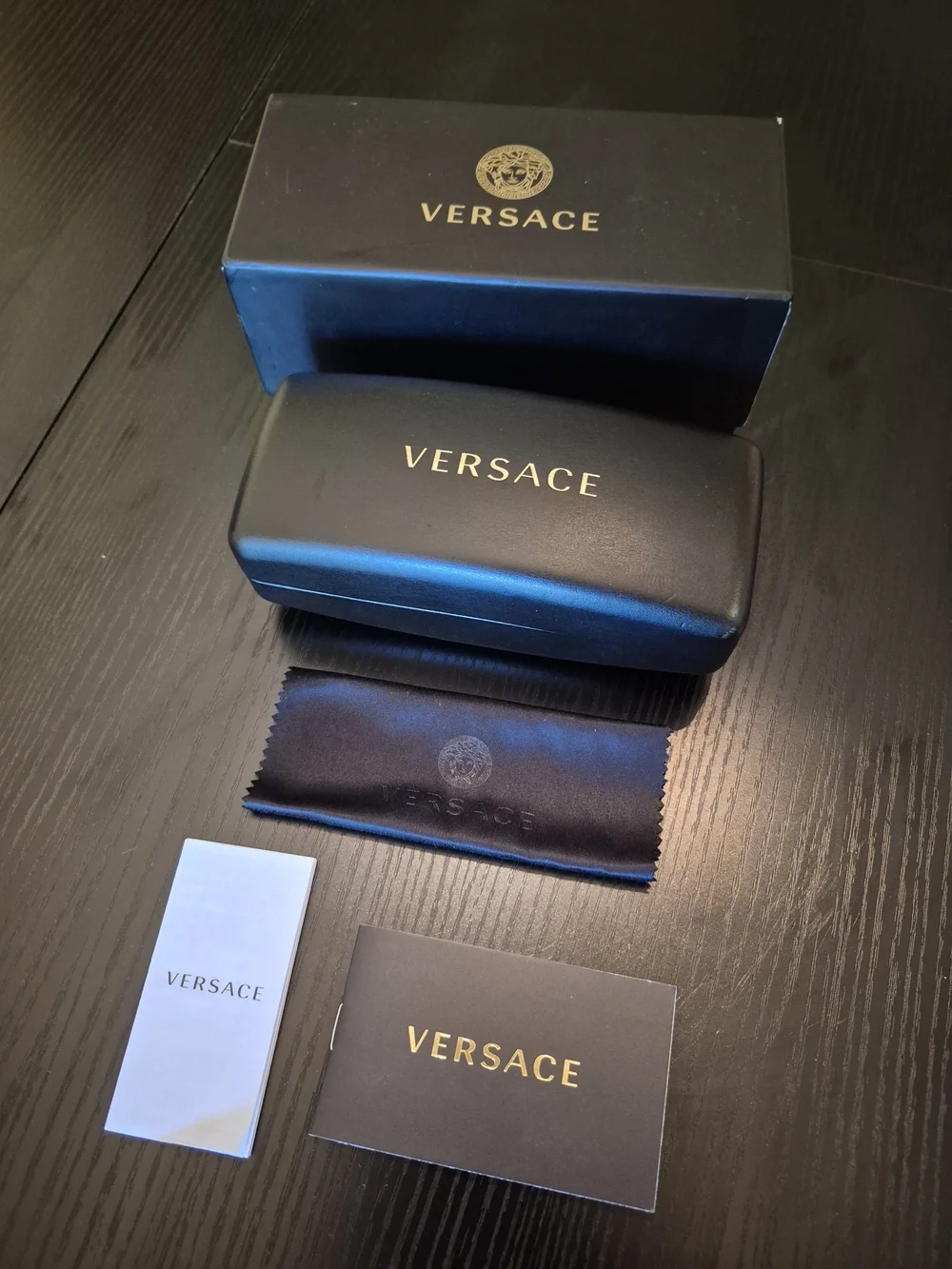 Versace Black Shield Sunglasses with Red Inner Trim - Picture 7 of 7